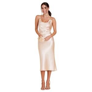 Birdy Grey Lisa Midi Length slip dress in Gold Satin size Medium  *H